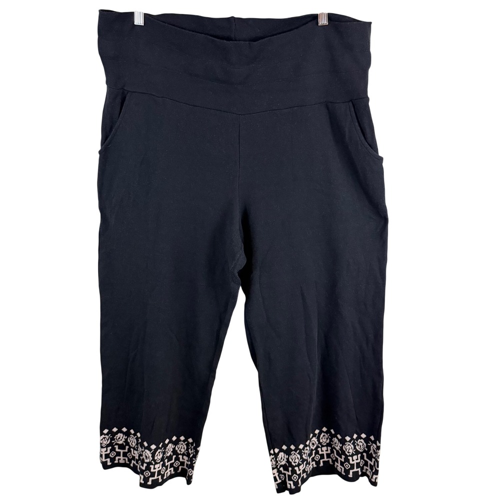 Gudrun Sjoden Crop Pull on Pants Women XXL Black White Detail
